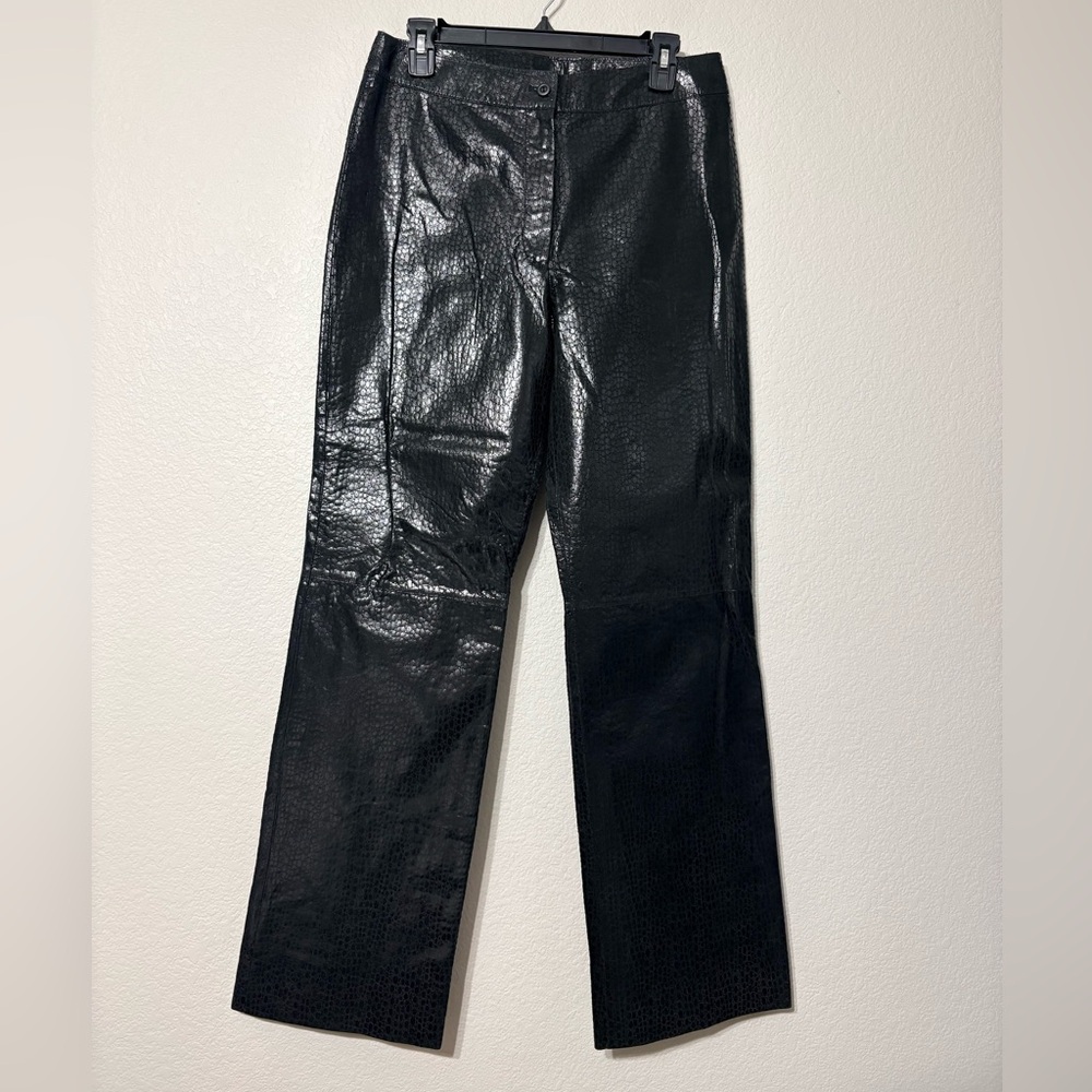 Classiques Entier Black Leather Snake Embossed Textured Pants. NWT, Fully Lined